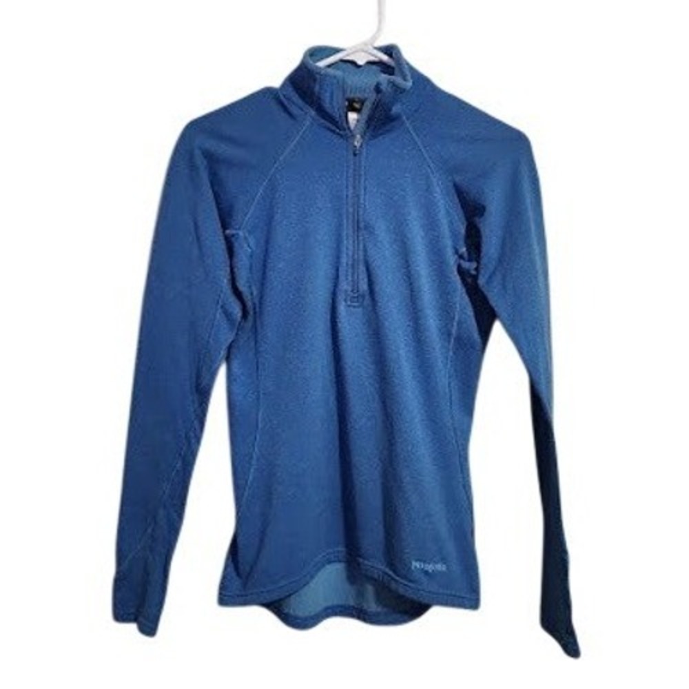 Vintage Patagonia Capilene 4 Expedition Weight 1/4 Zip Grid Fleece Top Blue XS